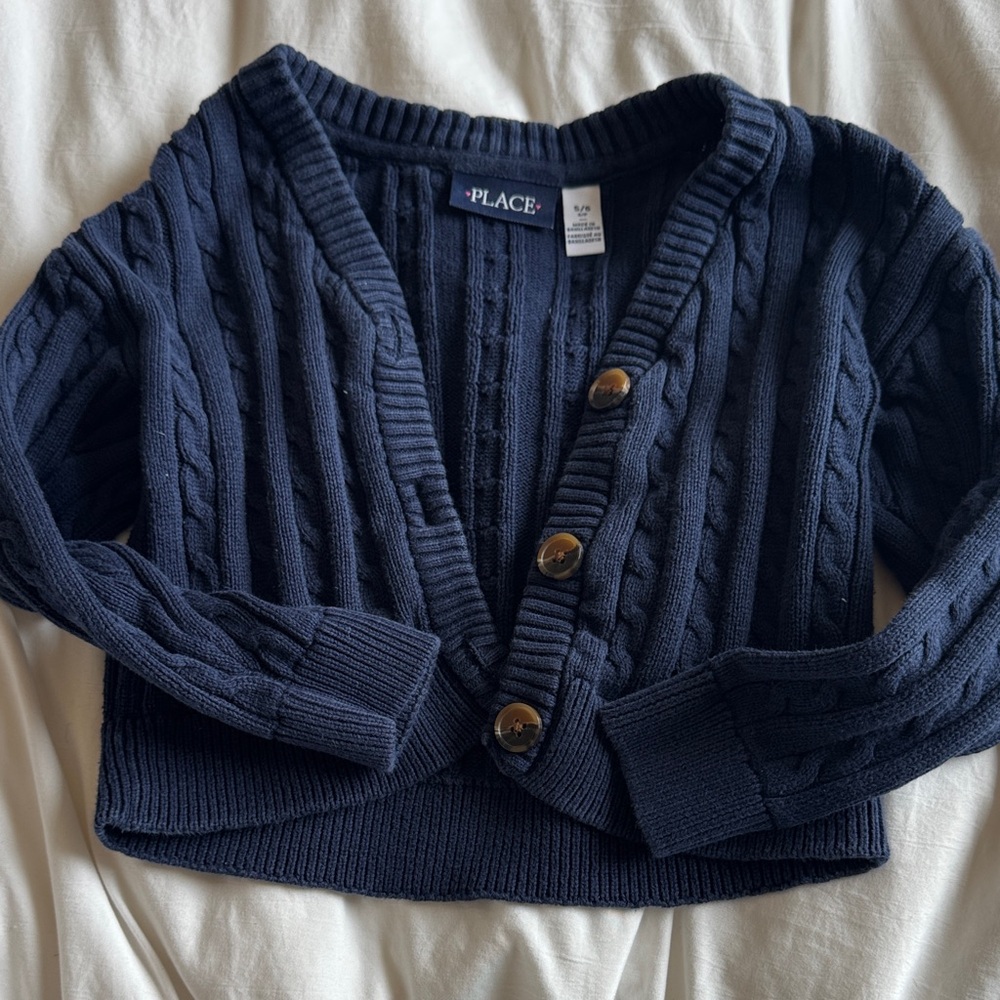 Childrens Place Navy Cable Knit Cardigan with Buttons